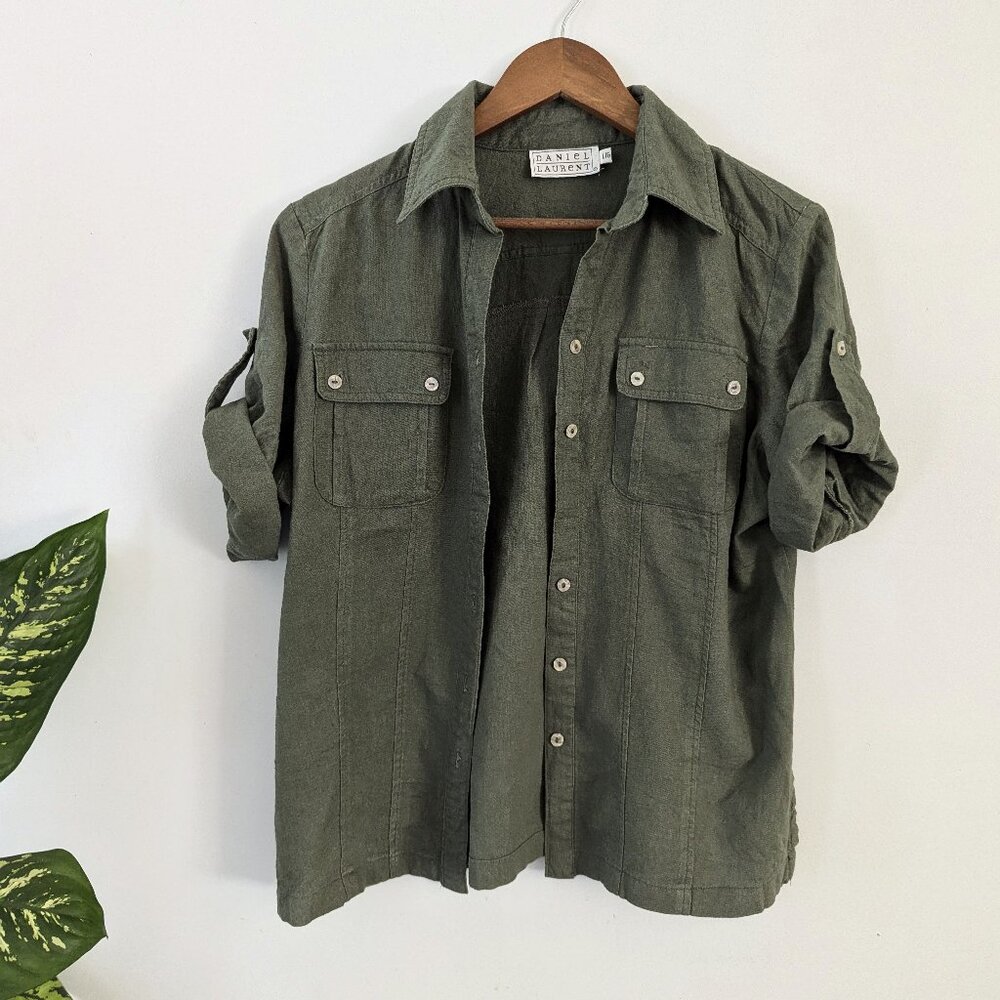 Linen Blend Button Down